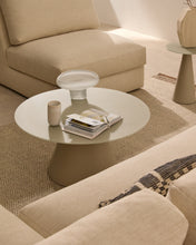 Load image into Gallery viewer, Wilshire tempered glass and metal coffee table with a matte grey finish, Ø 80 cm - image 2