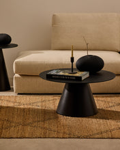 Load image into Gallery viewer, Wilshire tempered glass and metal coffee table with a black finish, Ø 80 cm - image 3