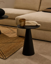Load image into Gallery viewer, Wilshire side table with frosted tempered glass and steel with matt black painted finish Ø35cm - image 2