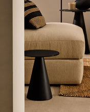 Load image into Gallery viewer, Wilshire side table with frosted tempered glass and steel with matt black painted finish Ø30cm - image 2