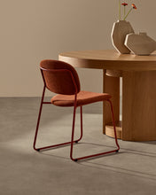 Load image into Gallery viewer, Meli stackable chair in terracotta chenille with terracotta metal legs FSC Mix Credit - image 5