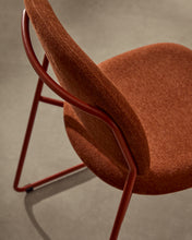 Load image into Gallery viewer, Meli stackable chair in terracotta chenille with terracotta metal legs FSC Mix Credit - image 6