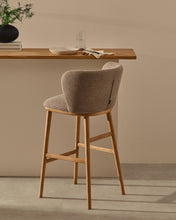 Load image into Gallery viewer, Ciselia stool brown chenille solid ash wood natural tone finish FSC Mix Credit 65 cm - image 9