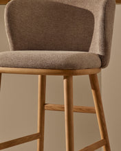 Load image into Gallery viewer, Ciselia stool brown chenille and solid ash wood natural tone finish FSC Mix Credit 75 cm - image 10