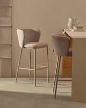 Load image into Gallery viewer, Ciselia stool in beige chenille and beige steel, height 75 cm, FSC Mix Credit - image 5