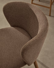 Load image into Gallery viewer, Ciselia stool brown chenille and solid ash wood natural tone finish FSC Mix Credit 75 cm - image 11