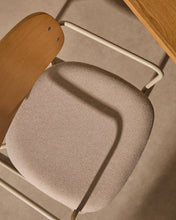 Load image into Gallery viewer, Meli chair in ash veneer with beige chenille seat and beige metal structure FSC Mix Credit - image 6