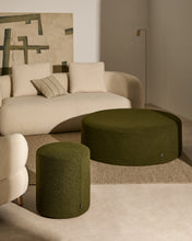 Load image into Gallery viewer, Kaeli footrest with removable cover in green bouclé Ø 43 cm - image 2
