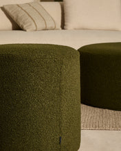 Load image into Gallery viewer, Kaeli footrest with removable cover in green bouclé Ø 43 cm - image 3