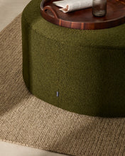 Load image into Gallery viewer, Kaeli footrest with removable cover in green bouclé Ø 90 cm - image 3