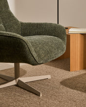 Load image into Gallery viewer, Teryl swivel green chenille armchair with grey-finished metal, FSC 100% - image 5