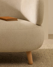 Load image into Gallery viewer, Luisa armchair in chenille pearl with solid beech wood legs 90 cm - image 6