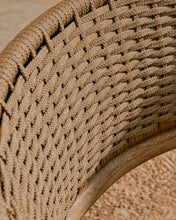 Load image into Gallery viewer, Arinella armchair in FSC 100% solid acacia wood with natural finish and beige rope cord - image 11