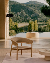 Load image into Gallery viewer, Arinella armchair in FSC 100% solid acacia wood with natural finish and beige rope cord - image 9