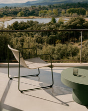 Load image into Gallery viewer, Maurina stackable armchair in green galvanised steel and ecru and grey rope cord - image 6