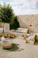 Load image into Gallery viewer, Ambra 2-seater sofa in solid acacia wood with light finish 174cm FSC 100% - image 7
