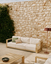 Load image into Gallery viewer, Ambra 3-seater sofa in solid acacia wood with light finish 249cm FSC 100% - image 4