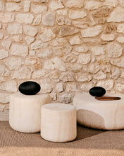 Load image into Gallery viewer, Drasi cement side table with travertine-effect finish Ø46cm - image 3