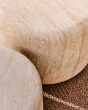 Load image into Gallery viewer, Drasi cement side table with travertine-effect finish Ø46cm - image 2