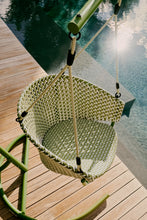 Load image into Gallery viewer, Saliga green hanging armchair with base in aluminium and synthetic rattan - image 6