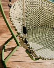 Load image into Gallery viewer, Saliga green hanging armchair with base in aluminium and synthetic rattan - image 4