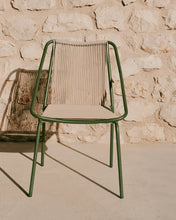 Load image into Gallery viewer, Zivia stackable outdoor chair in ecru rope cord and green galvanised steel - image 6