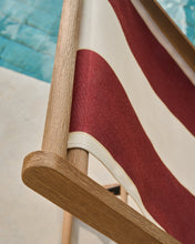 Load image into Gallery viewer, Vilara burgundy and beige striped outdoor folding deck chair made of FSC 100% solid acacia wood - image 14