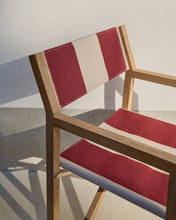 Load image into Gallery viewer, Vilara burgundy and beige striped outdoor folding chair made of FSC 100% solid acacia wood - image 6