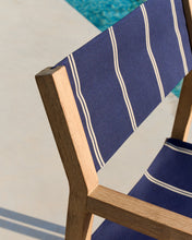 Load image into Gallery viewer, Vilara blue and beige striped outdoor folding chair made of FSC 100% solid acacia wood - image 6