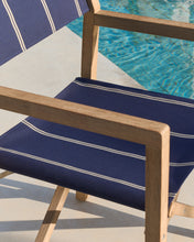 Load image into Gallery viewer, Vilara blue and beige striped outdoor folding chair made of FSC 100% solid acacia wood - image 7