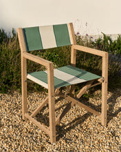 Load image into Gallery viewer, Vilara green and beige striped outdoor folding chair made of FSC 100% solid acacia wood - image 5