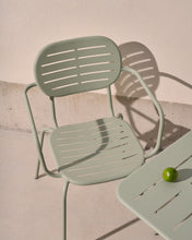 Load image into Gallery viewer, Brai stackable outdoor chair with armrests in turquoise galvanised steel - image 6