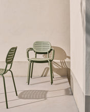 Load image into Gallery viewer, Brai stackable outdoor chair with armrests in turquoise galvanised steel - image 8
