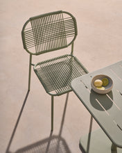 Load image into Gallery viewer, Talaier stackable outdoor chair in synthetic rope and galvanised steel with turquoise finish - image 6