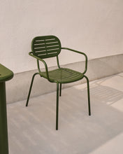 Load image into Gallery viewer, Brai stackable outdoor chair with armrests in green galvanised steel - image 6