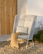 Load image into Gallery viewer, Saconca outdoor armchair with high backrest made of rope cord and grey galvanised steel - image 9
