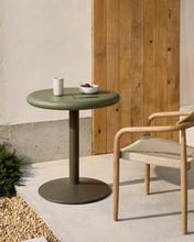 Load image into Gallery viewer, Esilda outdoor round table with green cement top Ø70cm and green steel base Ø55x72cm - image 3