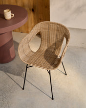 Load image into Gallery viewer, Eltiera stackable chair in synthetic rattan with black steel frame - image 11