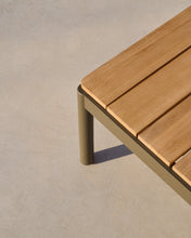 Load image into Gallery viewer, Sorells coffee table in green aluminum and teak wood 63 x 144,6 cm FSC 100% - image 4
