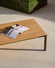 Load image into Gallery viewer, Sorells coffee table in green aluminum and teak wood 63 x 144,6 cm FSC 100% - image 5