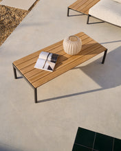 Load image into Gallery viewer, Sorells coffee table in gray aluminum and teak wood 63 x 144,6 cm FSC 100% - image 4