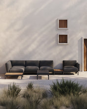 Load image into Gallery viewer, Sorells outdoor modular 5-seater corner sofa with grey upholstery and grey aluminium with teak tables 277 x 446cm FSC 100% - image 7