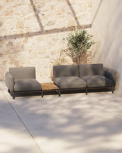 Load image into Gallery viewer, Sorells outdoor modular 3-seater sofa with grey upholstery and grey aluminium with teak table 341 x 113cm FSC 100% - image 7