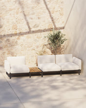 Load image into Gallery viewer, Sorells outdoor modular 3-seater sofa with beige upholstery and grey aluminium with teak table 341 x 113cm FSC 100% - image 7