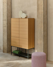 Load image into Gallery viewer, Vedrana 4 door tall sideboard in oak veneer with steel legs, 97.5 x 160 cm - image 10