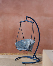 Load image into Gallery viewer, Saliga blue hanging armchair with base in aluminium and synthetic rattan - image 3
