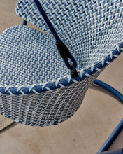 Load image into Gallery viewer, Saliga blue hanging armchair with base in aluminium and synthetic rattan - image 5