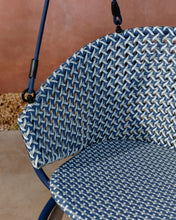 Load image into Gallery viewer, Saliga blue hanging armchair with base in aluminium and synthetic rattan - image 4