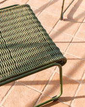 Load image into Gallery viewer, Maurina footrest in green galvanised steel and green rope cord 58 x 52.5cm - image 6