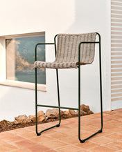 Load image into Gallery viewer, Maurina stool in green galvanised steel and ecru and grey rope cord 64,5cm - image 6